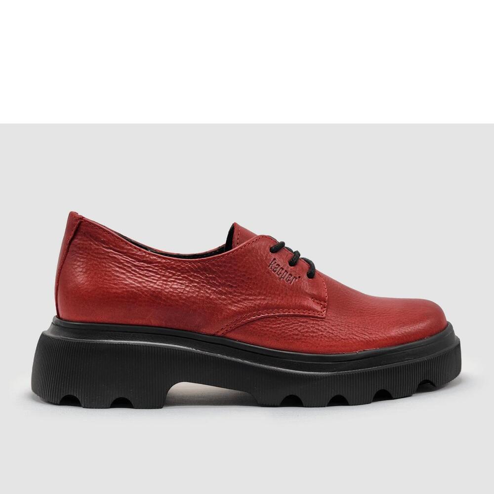 NEW KCR GROUP women's modern low-top leather shoes in red